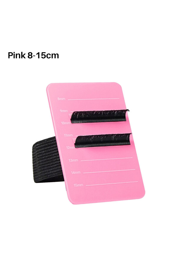 Pink 8-15cm Acrylic Lashes Holder Pad Individual Eyelash Tablet with Bandage 7-14mm/8-15mm Eyelash E