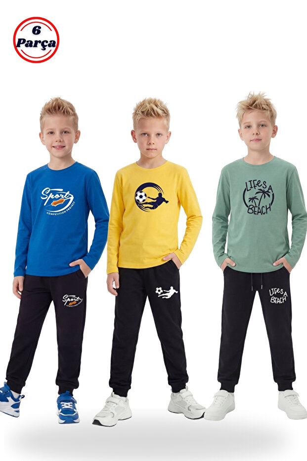 Boys' 3-Piece Tracksuit Set – 6-Piece Long Sleeve Sweatshirt and Sweatpants Set