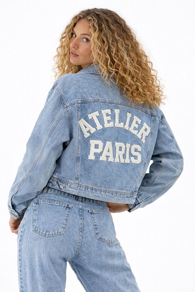 جاكيت دنيم مطرز بالزخرفة - 1