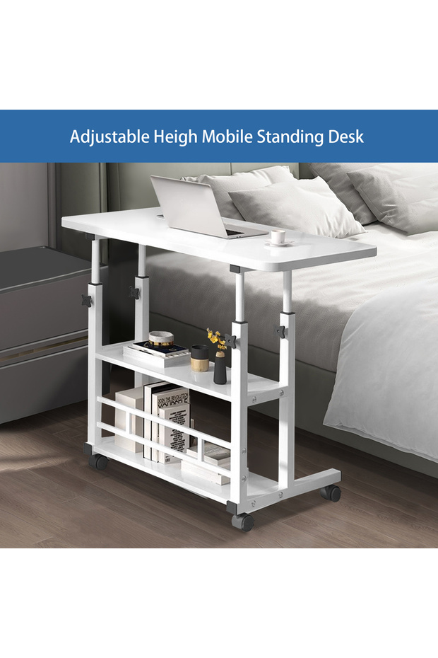 Mobile Standing Desk,Adjustable Height Computer Desk,Overbed Bedside Desk,Sofa Side Table - 2