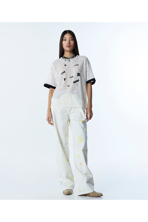 ÇİÇEK DESEN PATCH'Lİ OVERSIZE TİŞÖRT - 2