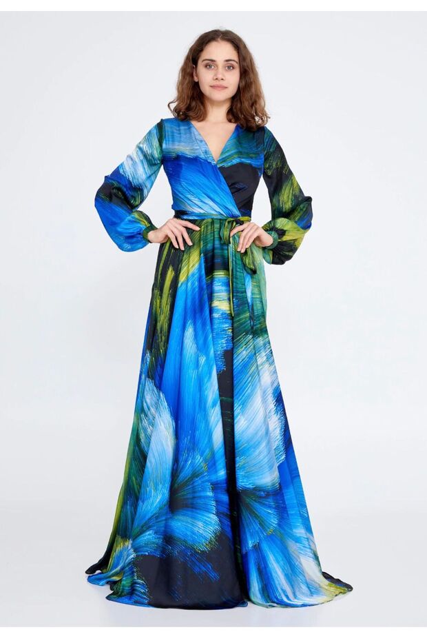 Vefastyle Seeline, rochie lunga de seara, satin - 4