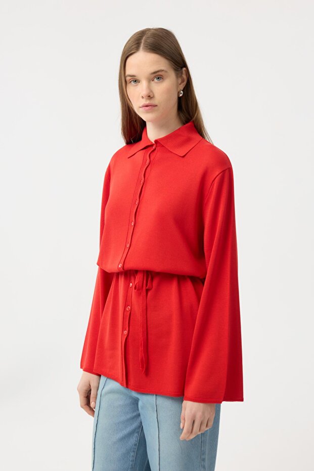 Buttoned Thin Knitwear Cardigan Pomegranate Flower