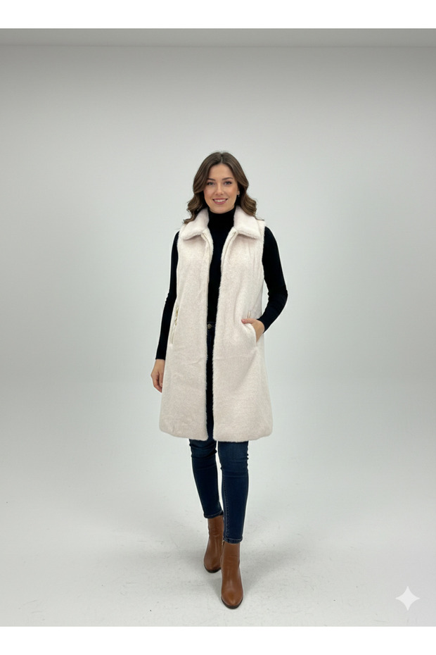 Women's Zipper Detailed Fur Vest