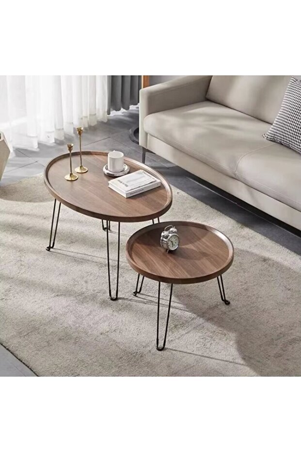 First Coffee Table Set with Folding Metal Legs