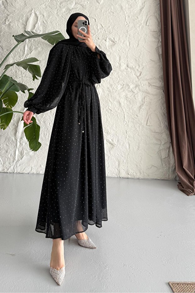 Gold Price Stone Dress Black