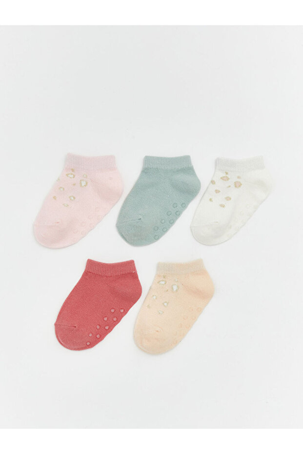 Esvab • Modern & Distinctive Embroidered Baby Girl Booties Socks, Pack of 5