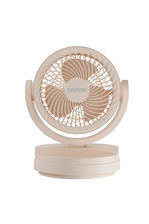 EVEREST EFN-509 كريم 3 سرعات 175 سم 3 شفرات مروحة وإطار مروحة سطح المكتب USB (1923)