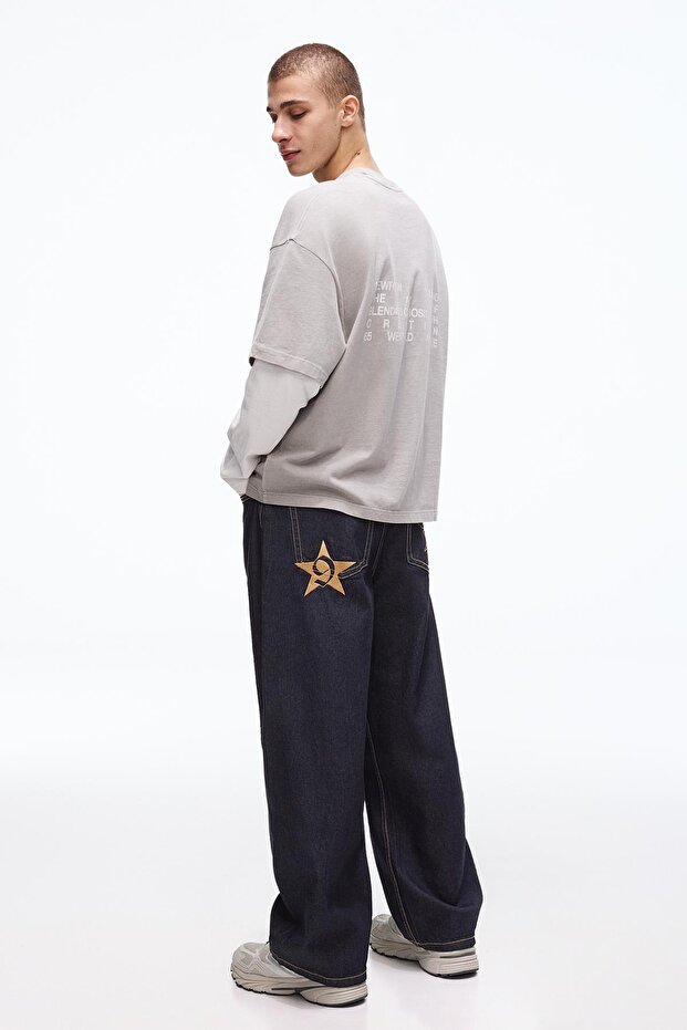 İşlemeli barrel fit jean - 2