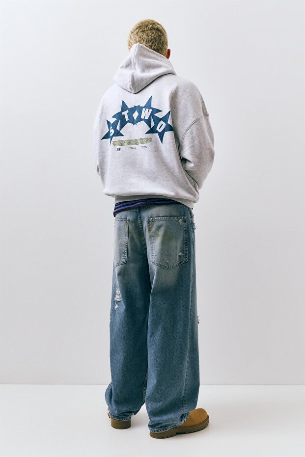 Boxy kesim kapüşonlu STWD sweatshirt - 6