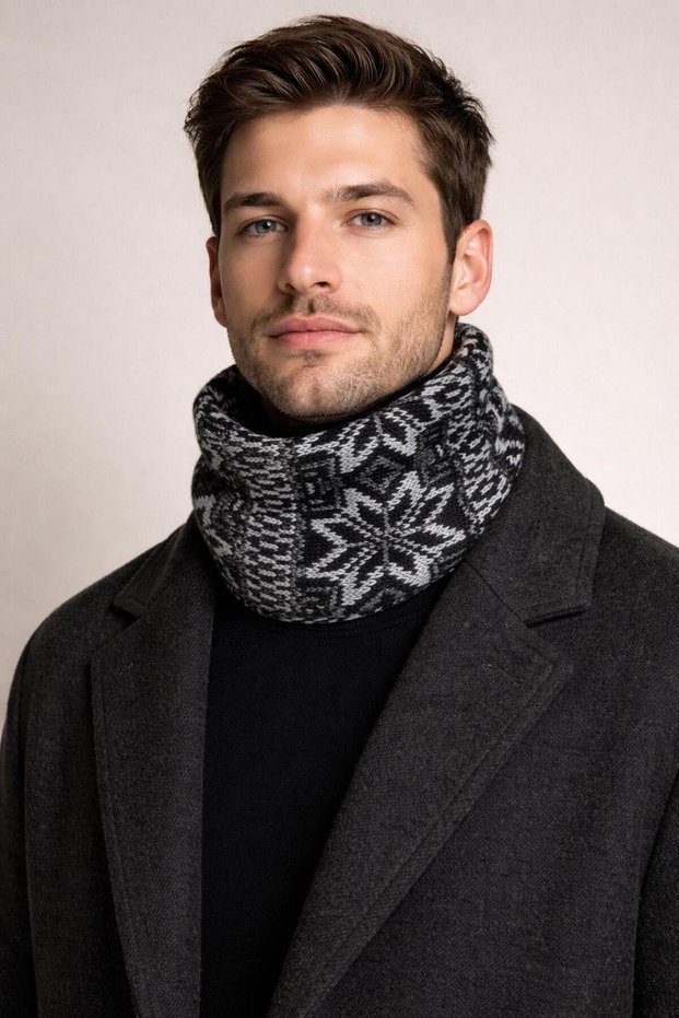 Neck Warmer Winter Men's Knitwear Acrylic Premium Soft Gray