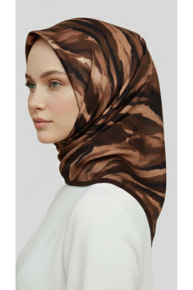 وشاح مورييا من الرايون المزخرف - لون بني غامق - 2