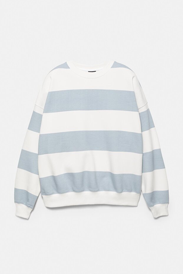 Bisiklet yaka çizgili sweatshirt - 7