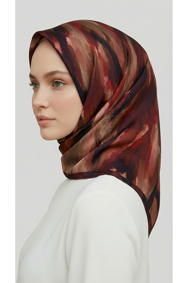 Morya Patterned Rayon Scarf - Red - 8