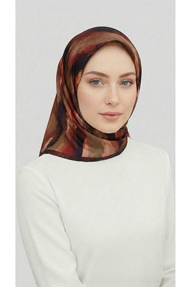 Morya Patterned Rayon Scarf - Red - 1