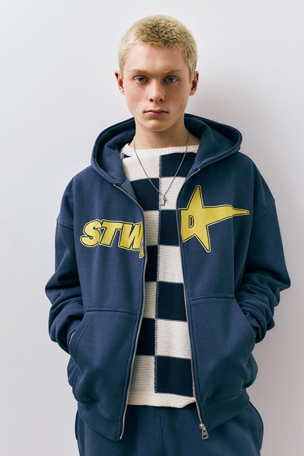 Fermuarlı kapüşonlu STWD sweatshirt - 2