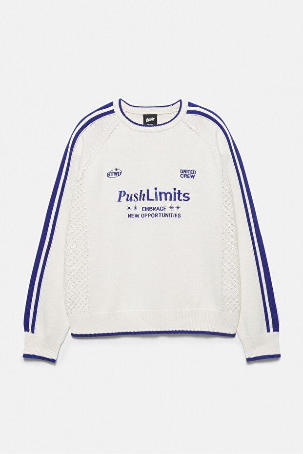 STWD işlemeli çizgili kazak - 8