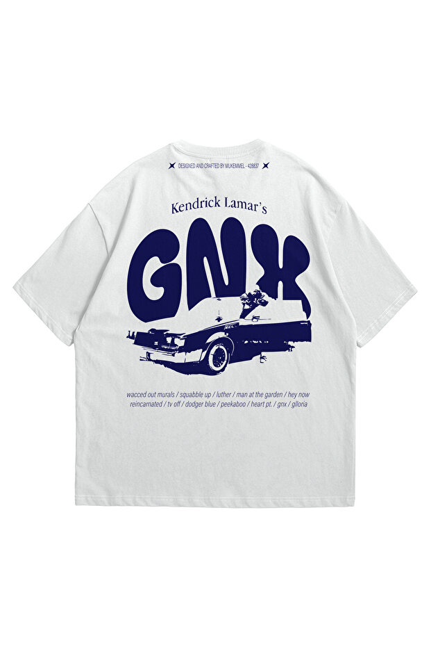 Unisex White Oversize T-Shirt - Gnx Kendrick Lamar Luther Printed 100% Cotton Crew Neck Tee