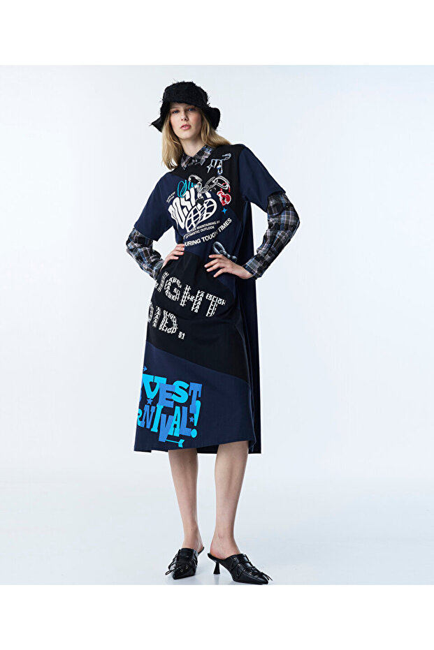 Slogan and Visual Printed Dress