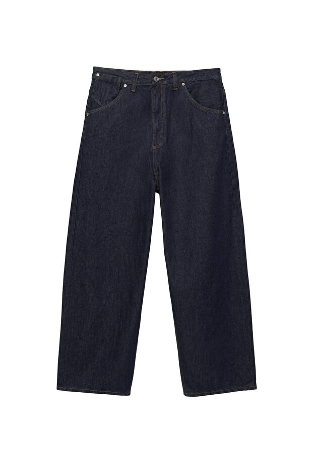 İşlemeli süper bol kesim jean - 3