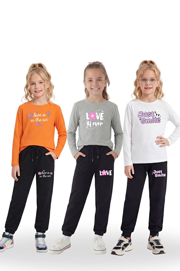 Girls' 3-Piece Tracksuit Set – 6-Piece Long Sleeve Sweatshirt and Sweatpants Set