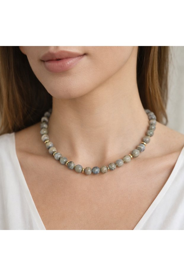 Halo Labradorite Stone Necklace
