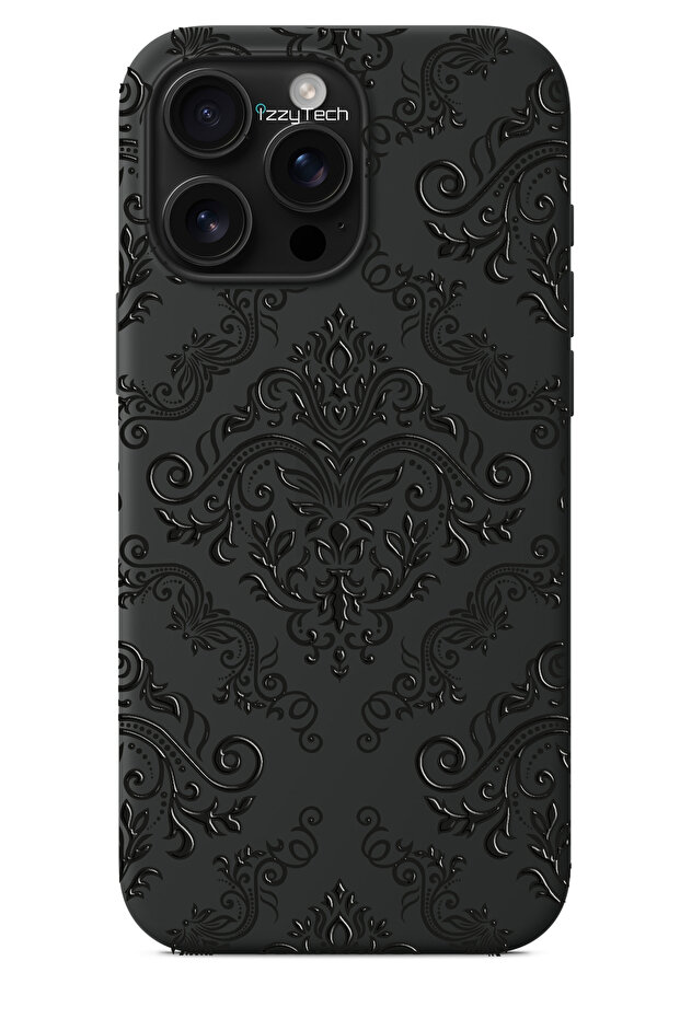 حافظة هاتف سوداء متوافقة مع iPhone 13 Mini - نمط باروكي بتأثير طلاء السجاد الإيراني - 1