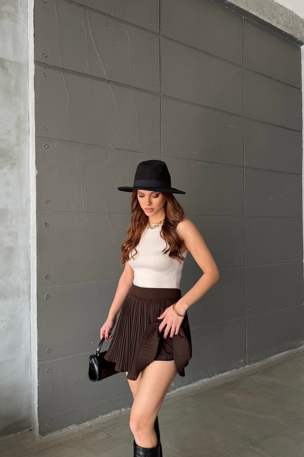 Poliviskon Piliseli Şort Etek - 2