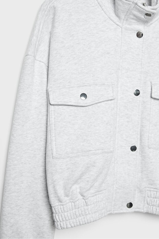 Dik yaka sweatshirt ceket - 8