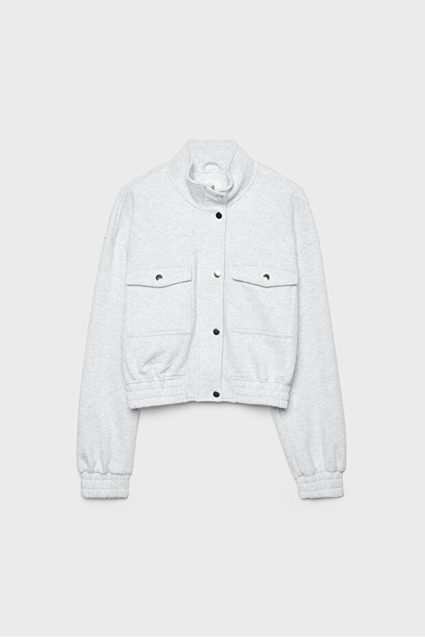 Dik yaka sweatshirt ceket - 6