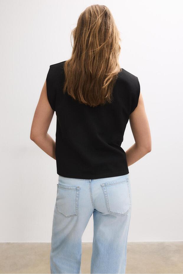 Basic vatkalı t-shirt - 5