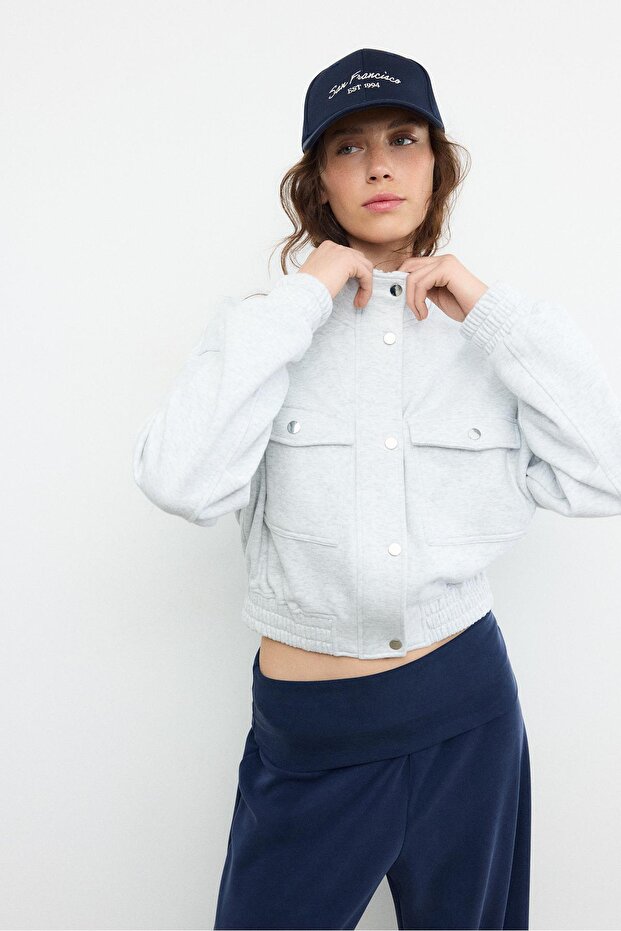 Dik yaka sweatshirt ceket - 2