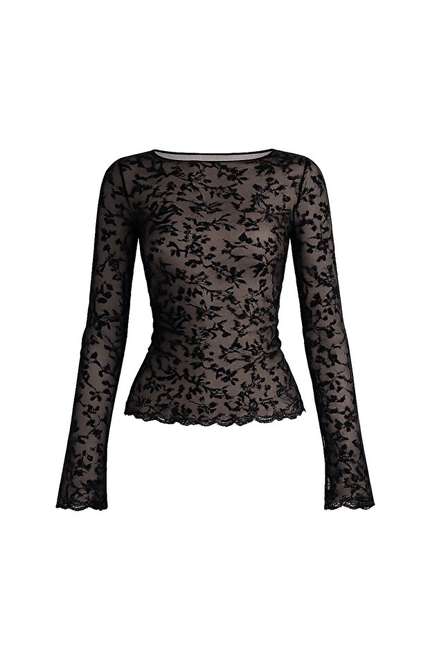 Desenli Transparan Bluz - 3