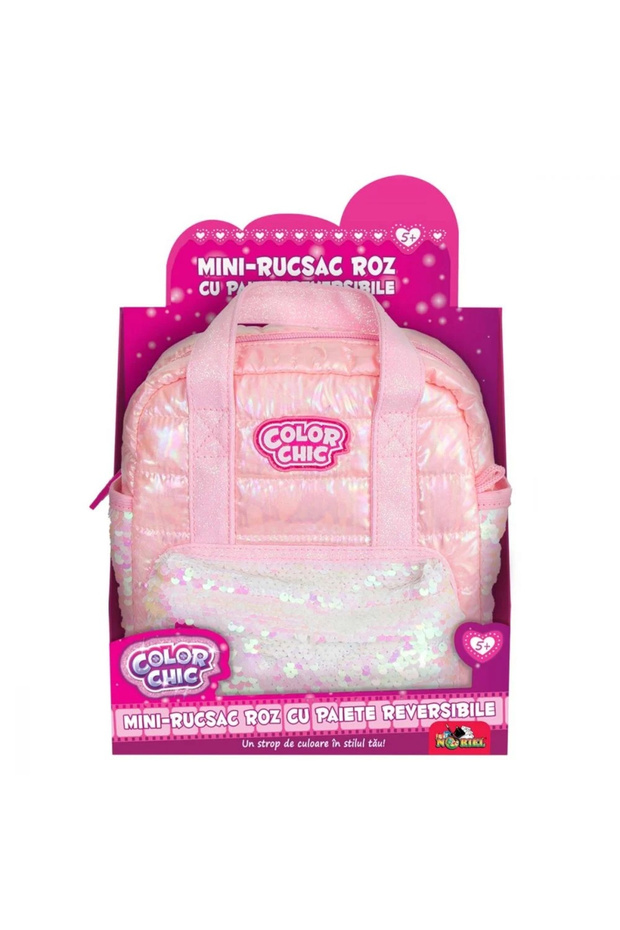 Pink backpack with reversible sequins, - 1