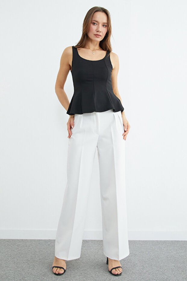 Kalın Askılı Peplum Bluz - 5