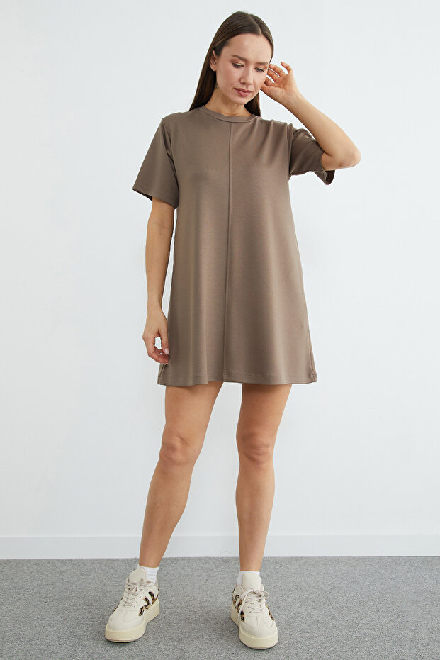 Basic Çimalı Mini Boy Modal Elbise - 3