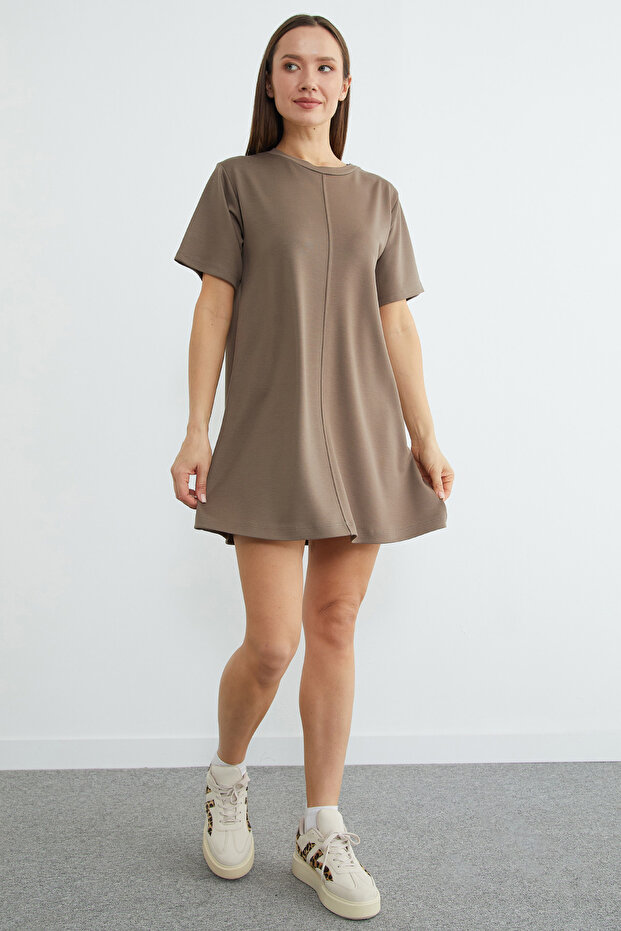 Basic Çimalı Mini Boy Modal Elbise - 5