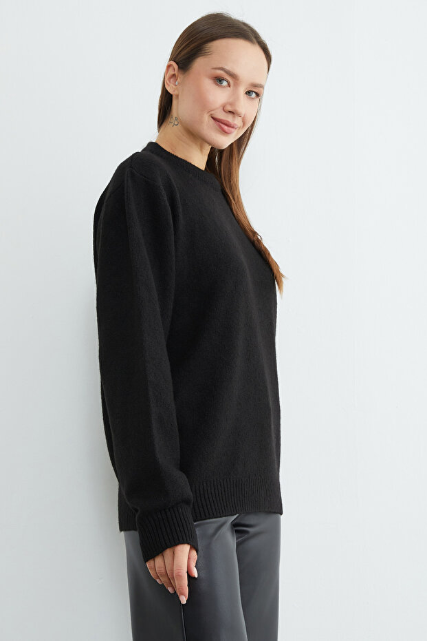 Basic Bisiklet Yaka Salaş Triko Kazak - 8