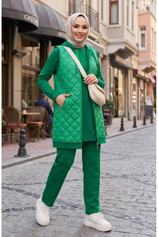 Quilted Vest Triple Set 70060-03 Emerald Green
