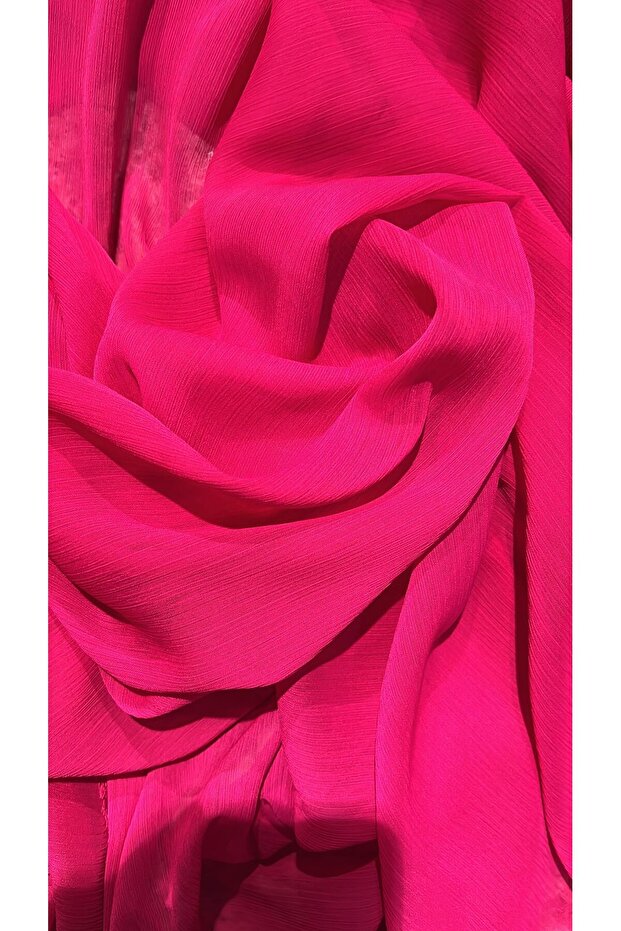 Bürmcük Chiffon Fabric Fuchsia Color