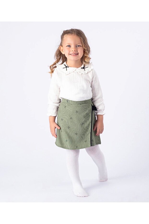 Girl's bow embroidered skirt set