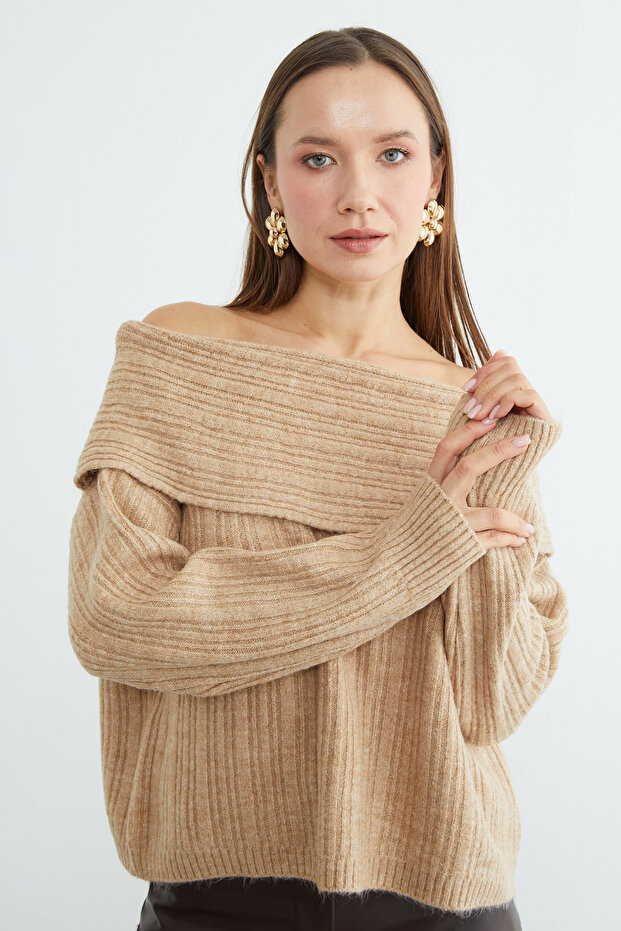 Basic Madonna Yaka Salaş Triko Kazak - 7