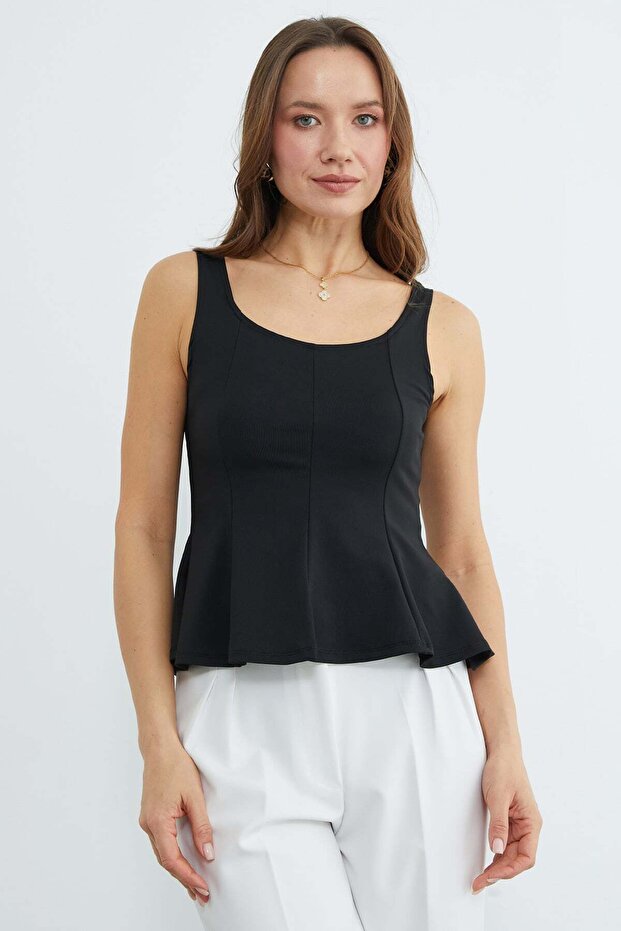 Kalın Askılı Peplum Bluz - 2