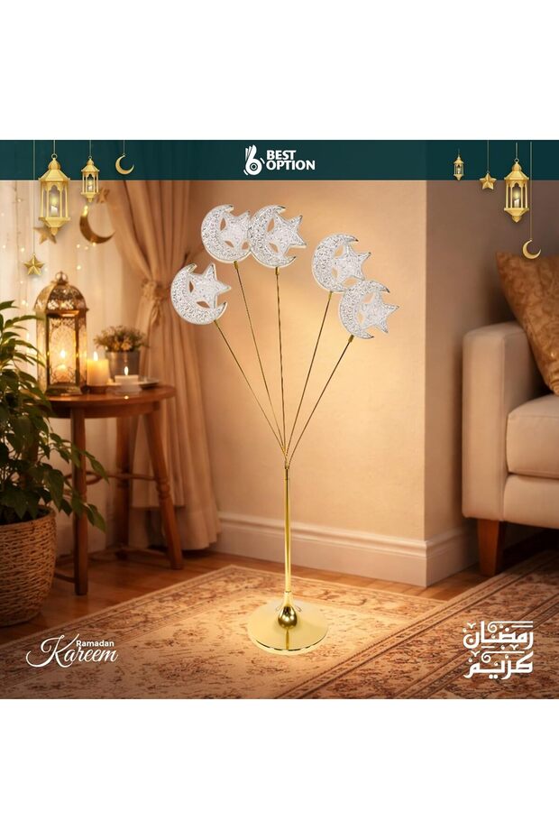 Silver LED Metal Tree Golden stand Shaped Floor Lamp with Moon and star for Wedding Photography even