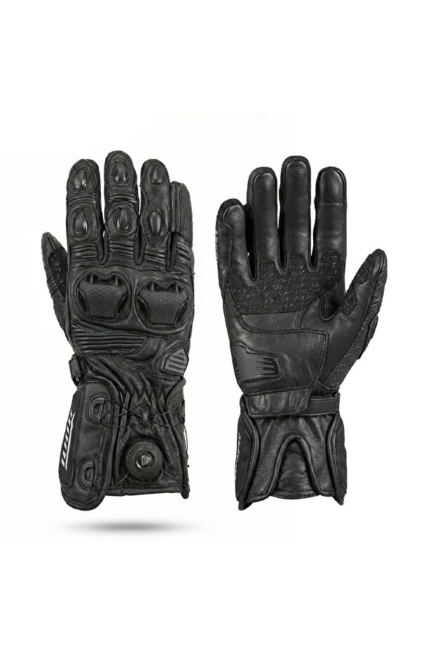 Motorcycle Gloves Long Racing Full Protection Leather Prof Biker Gloves Black