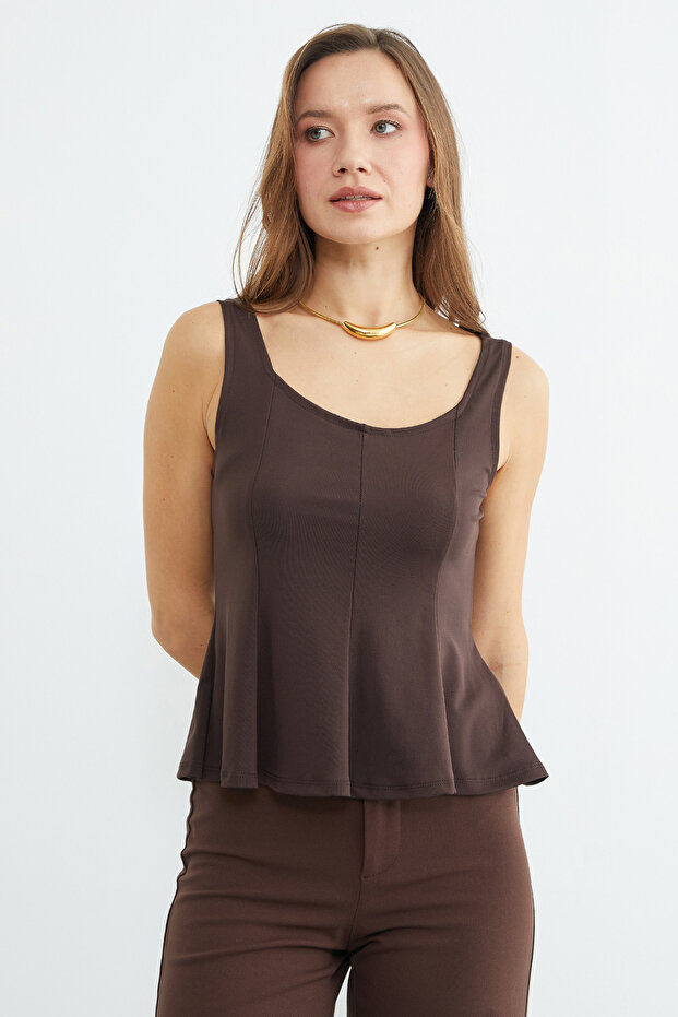 Kalın Askılı Peplum Bluz - 3