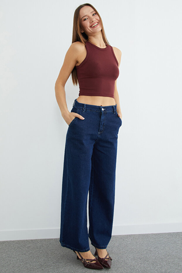 Basic Halter Yaka Kaplı Crop Body - 3