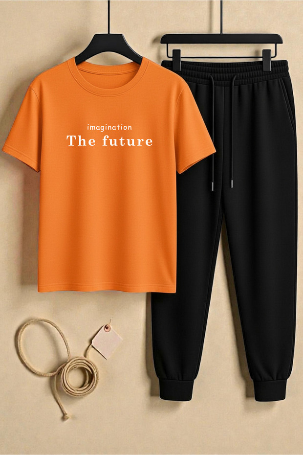 Unisex the Future Design Printed T-Shirt - 2-Piece Tracksuit Set