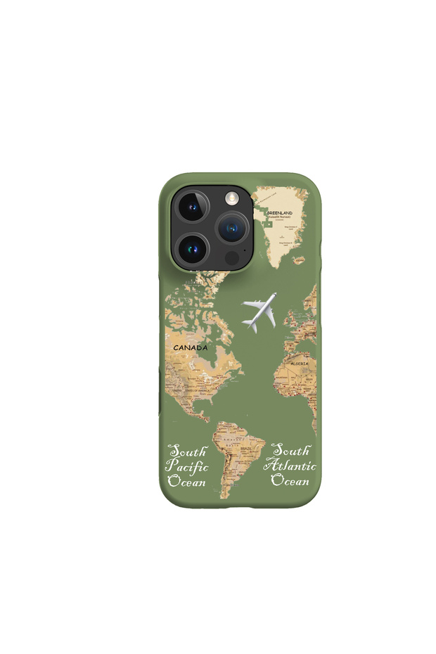 حافظة هاتف فاخرة متوافقة مع آيفون 16 برو بنمط خريطة العالم - 1