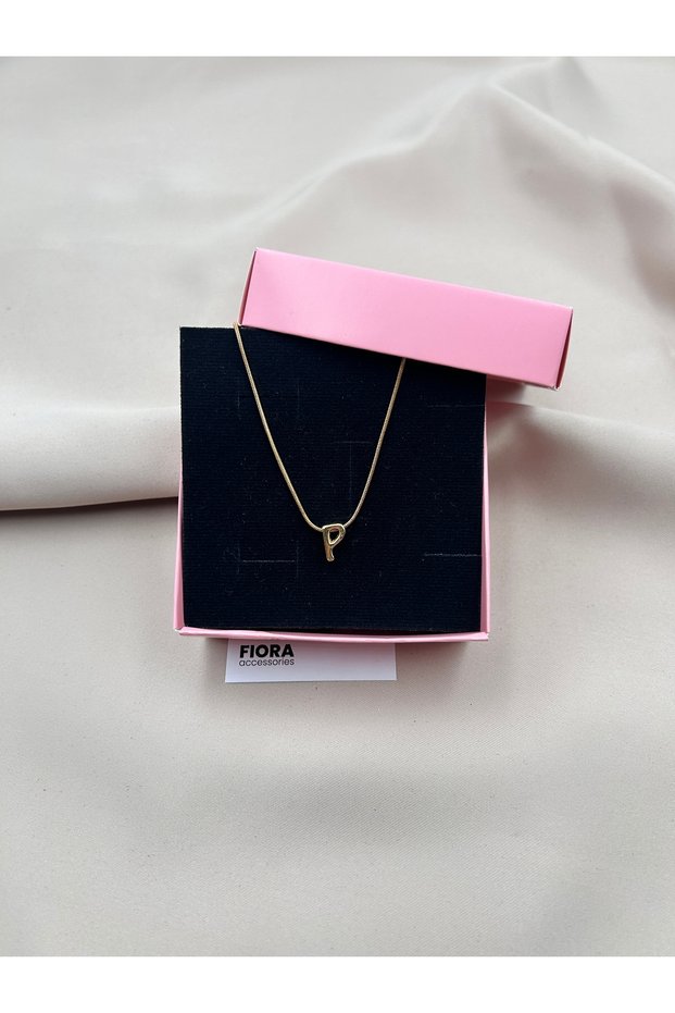 Letter P Special Boxed Three-Dimensional Bumble Steel Balloon Letter Gold Color Necklace All the Alphabet